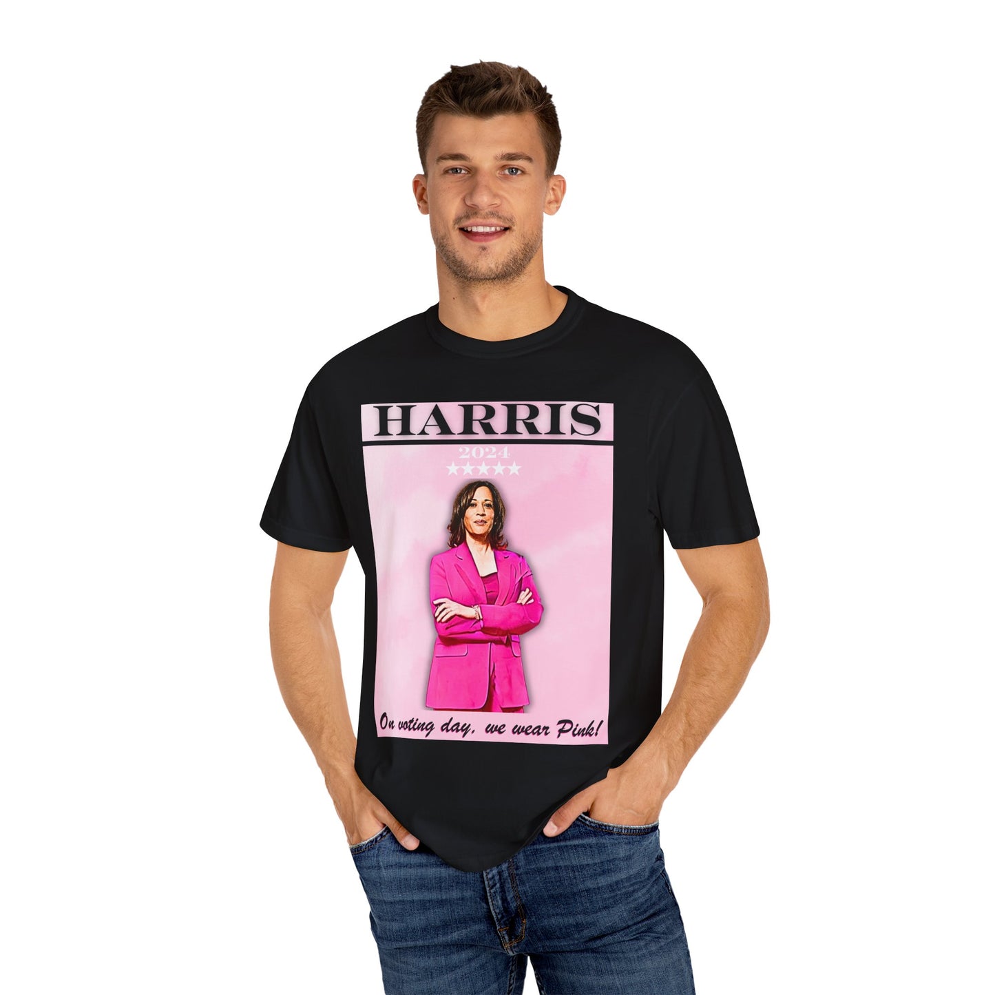 Kamala Harris "On Voting Day We Wear Pink" - Unisex Garment-Dyed T-shirt