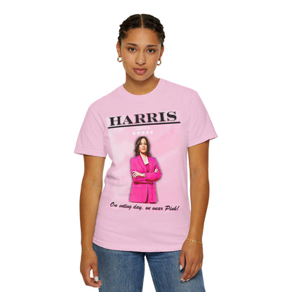 Kamala Harris "On Voting Day We Wear Pink" - Unisex Garment-Dyed T-shirt