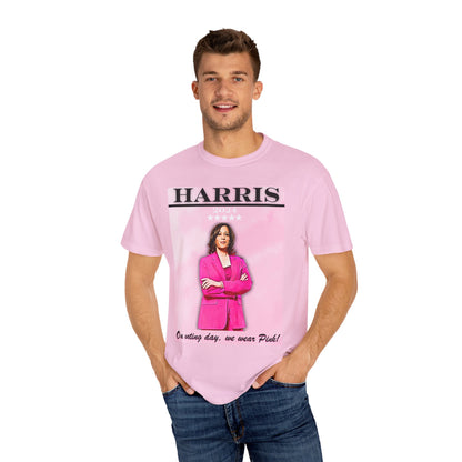 Kamala Harris "On Voting Day We Wear Pink" - Unisex Garment-Dyed T-shirt