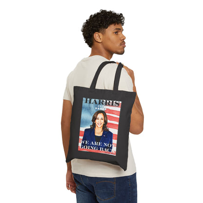 Kamala Harris "We Are Not Going Back" American Flag - Cotton Canvas Tote Bag