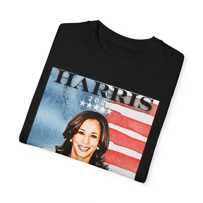 Kamala Harris "We Are Not Going Back" American Flag - Unisex Garment-Dyed T-shirt