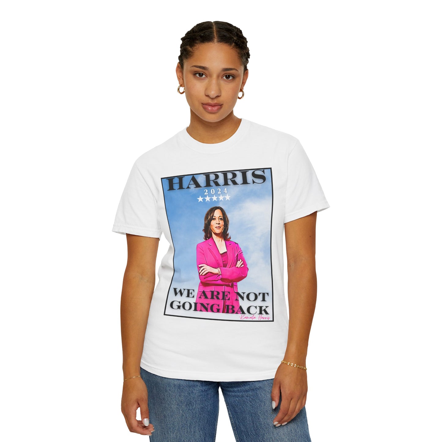 Kamala Harris "We Are Not Going Back" Blue Sky - Unisex Garment-Dyed T-shirt