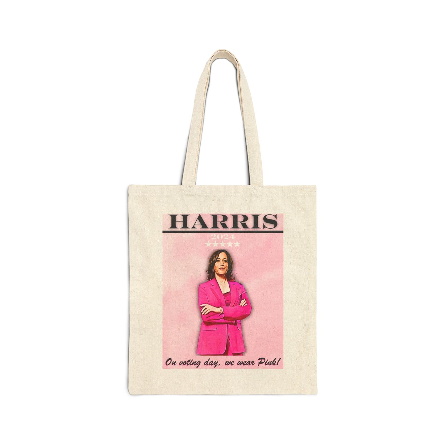 Kamala Harris "On Voting Day We Wear Pink" - Cotton Canvas Tote Bag