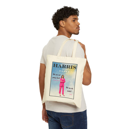 Kamala Harris "We Are Not Going Back - We Run The World" - Cotton Canvas Tote Bag