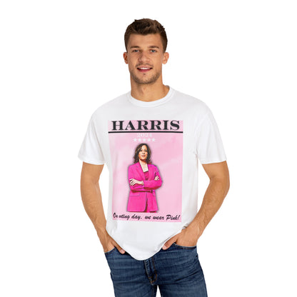 Kamala Harris "On Voting Day We Wear Pink" - Unisex Garment-Dyed T-shirt