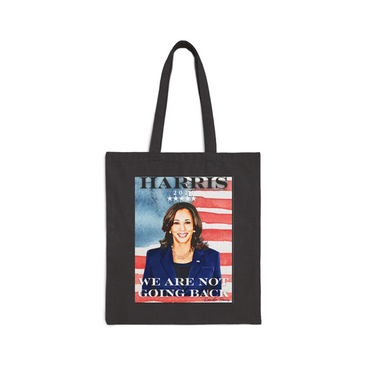 Kamala Harris "We Are Not Going Back" American Flag - Cotton Canvas Tote Bag